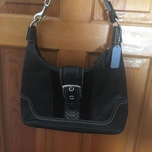 Black and blue coach bag